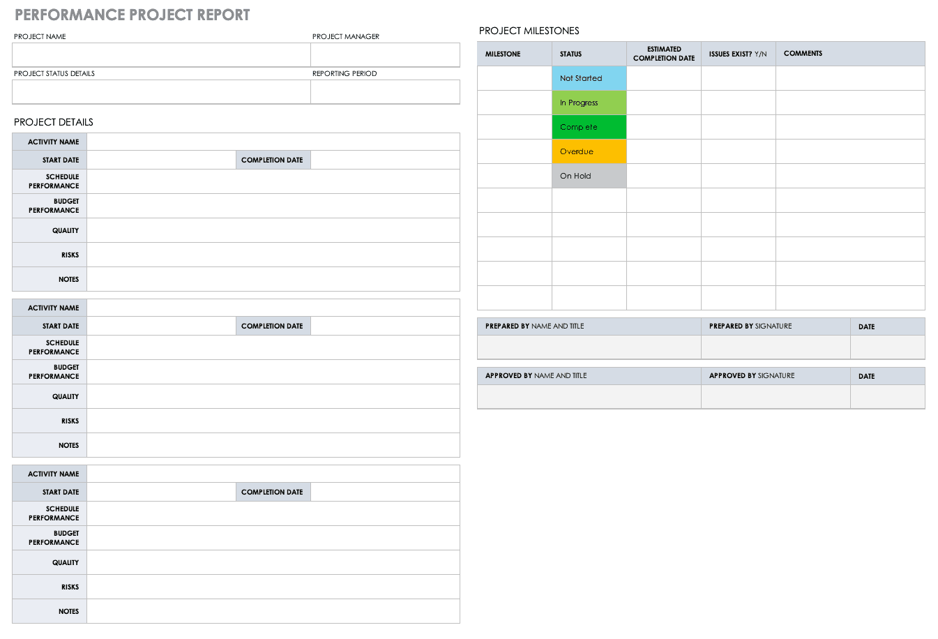 Performance Project Report Template