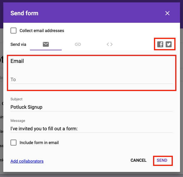 Google Drive Send Form