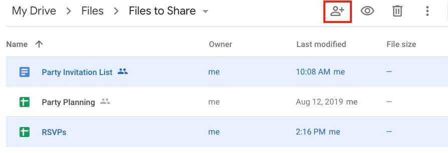 Google Drive Share Multiple Files