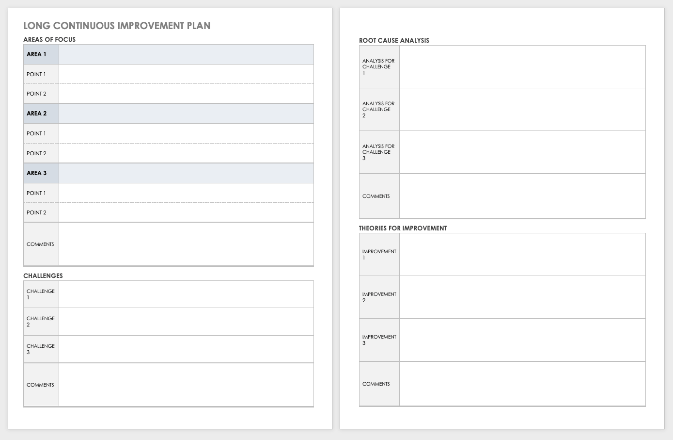 Long Continuous Improvement Plan