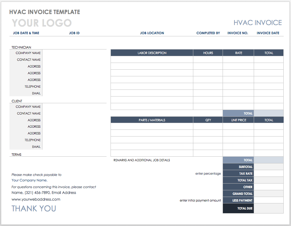 HVAC Invoice Template