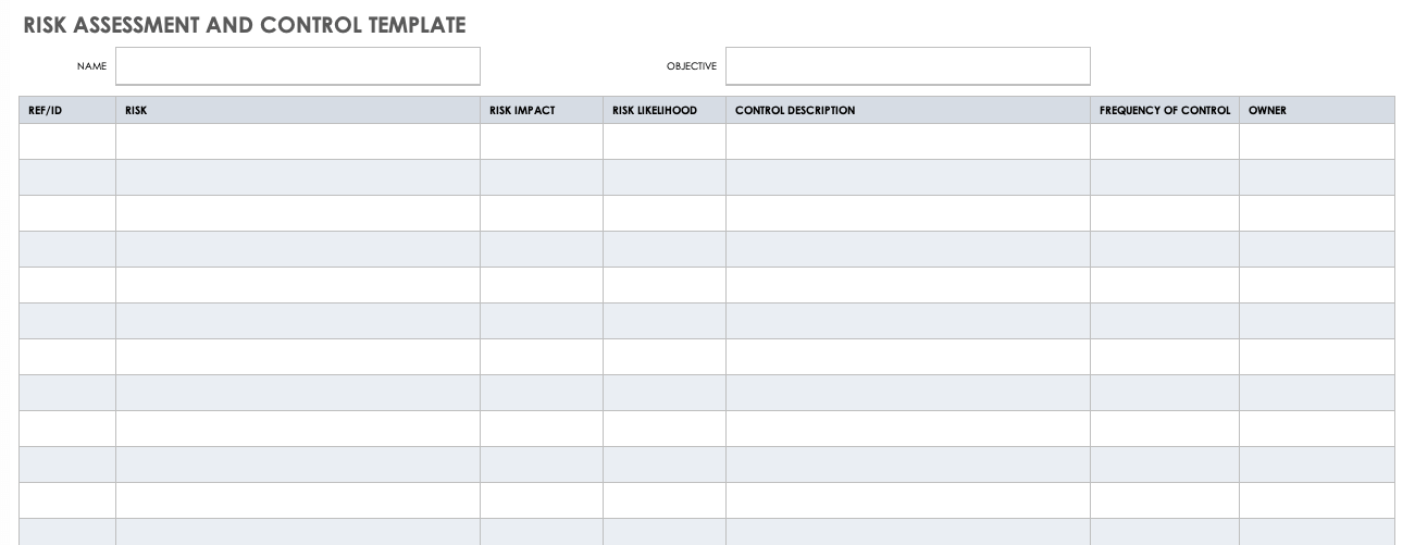 Risk Assessment and Control Template