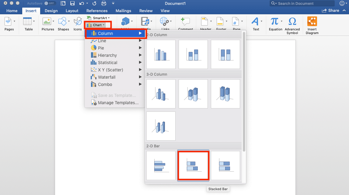 Select 2D Stacked Bar Chart