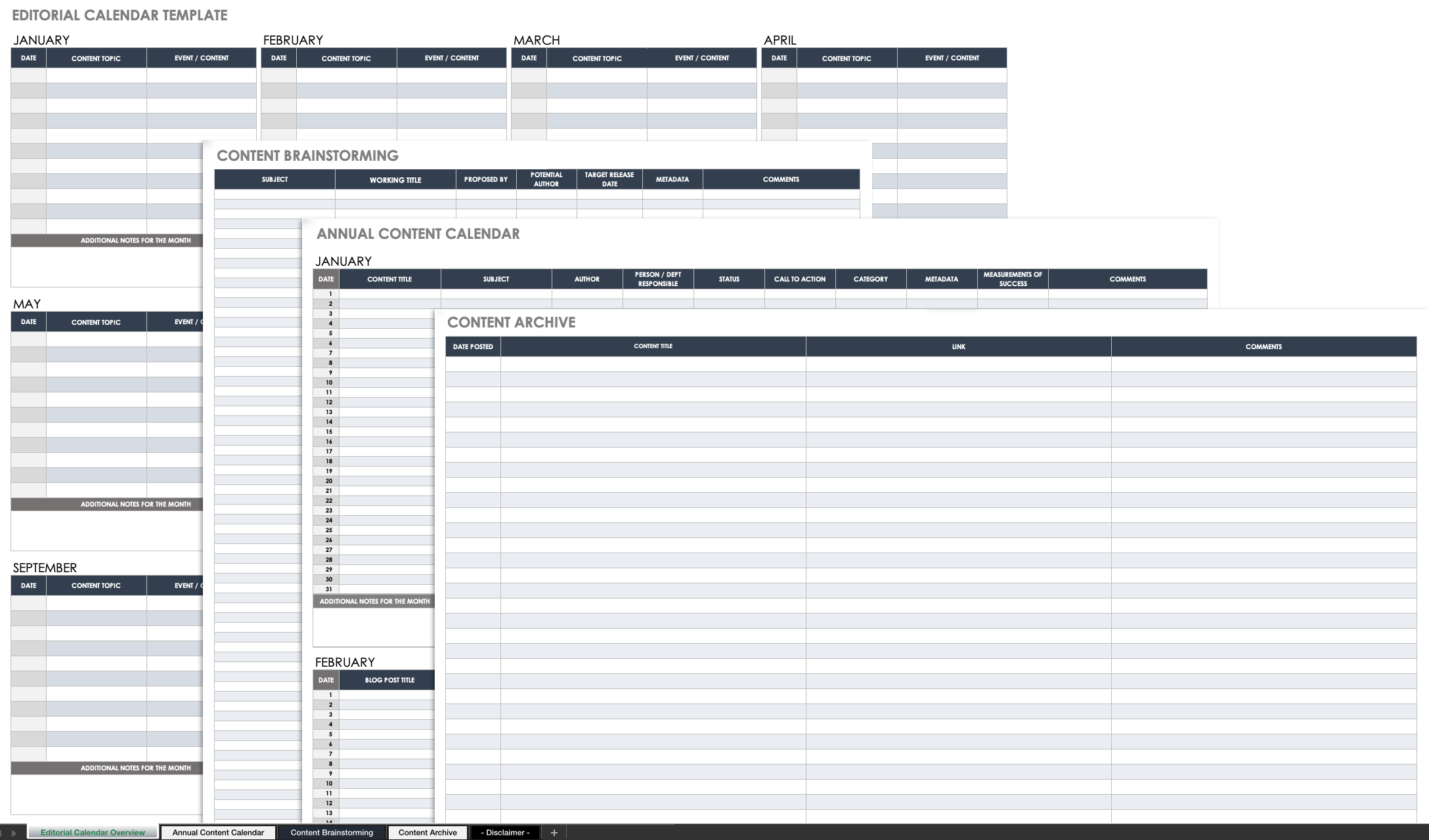 Editorial Calendar Template