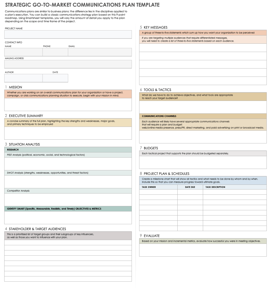 Strategic Go To Market Communications Plan Template