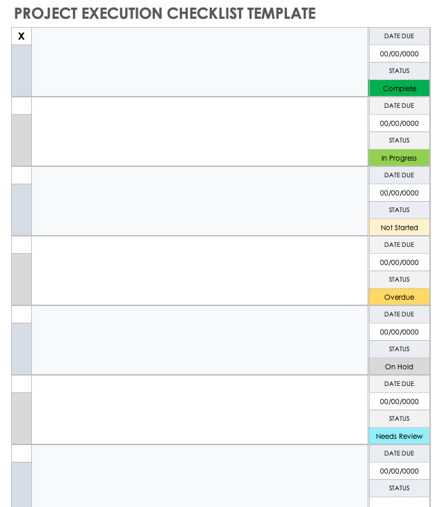 Project Execution Checklist Template