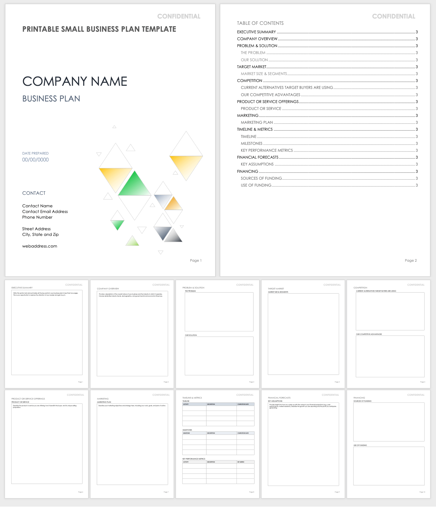 Printable Small Business Plan Template