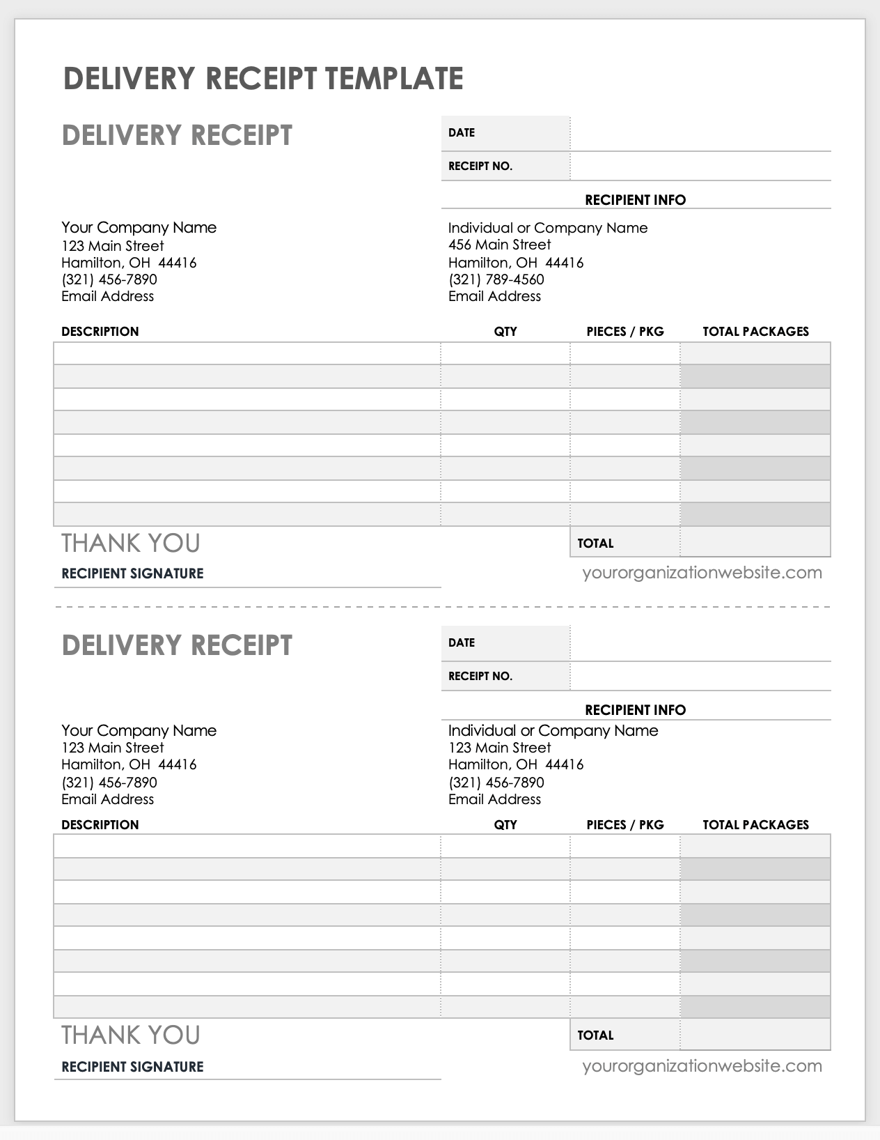 Delivery Receipt Template