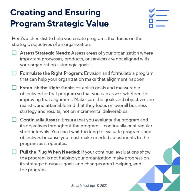 Program Manage Strat Value Checklist