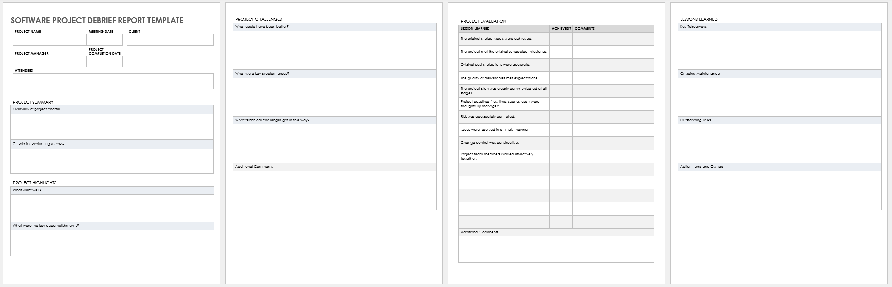 Software Project Debrief Report Template