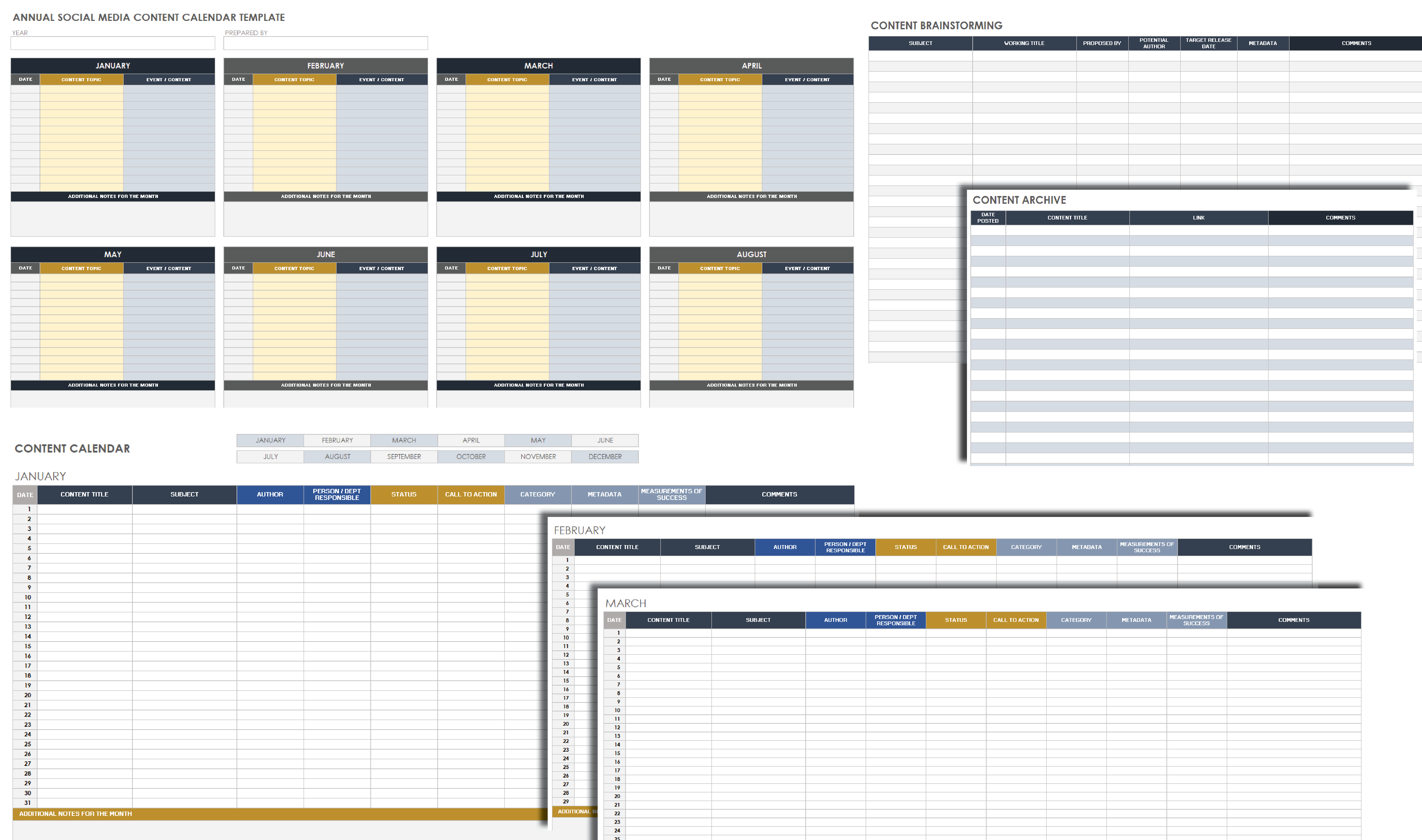 Annual Social Media Content Calendar Template