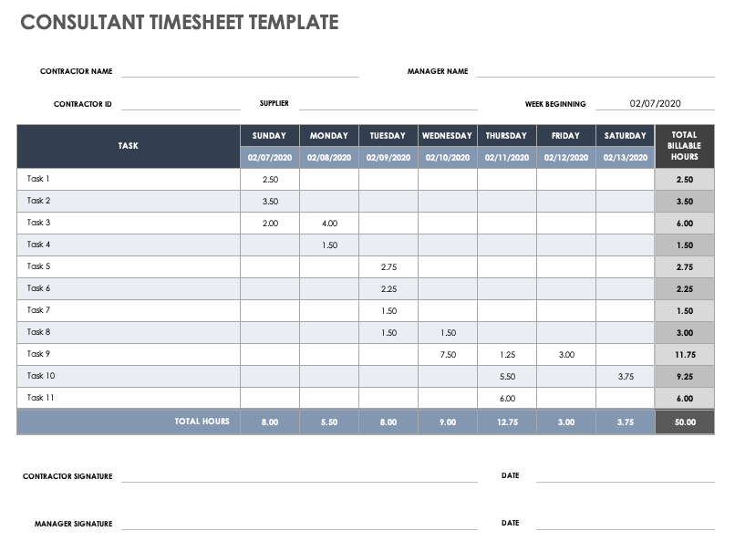 Consultant Timesheet Template