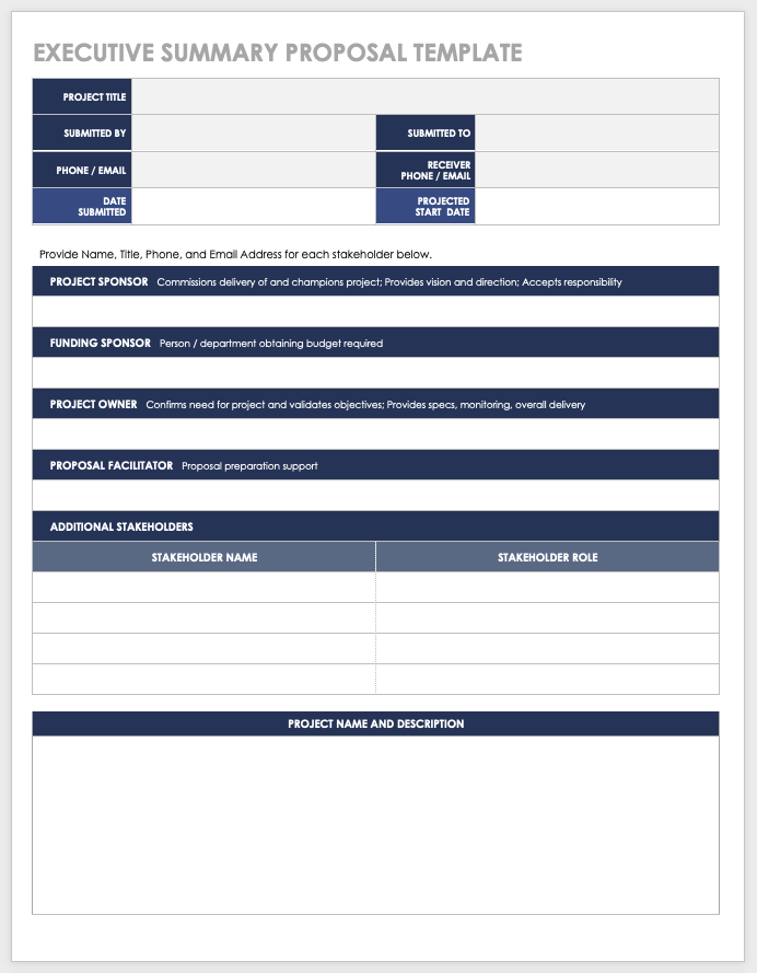 Executive Summary Proposal Template