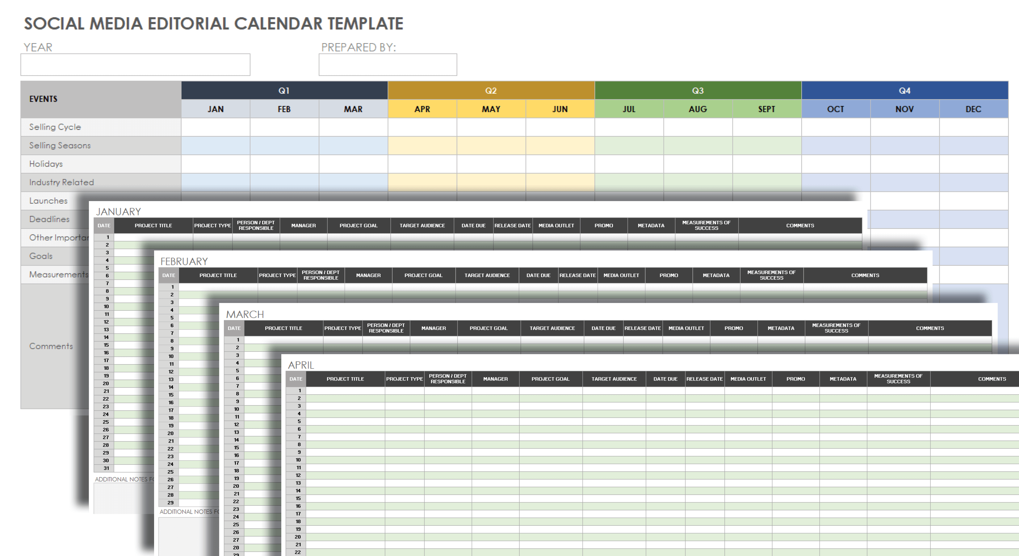 Social Media Editorial Calendar Template