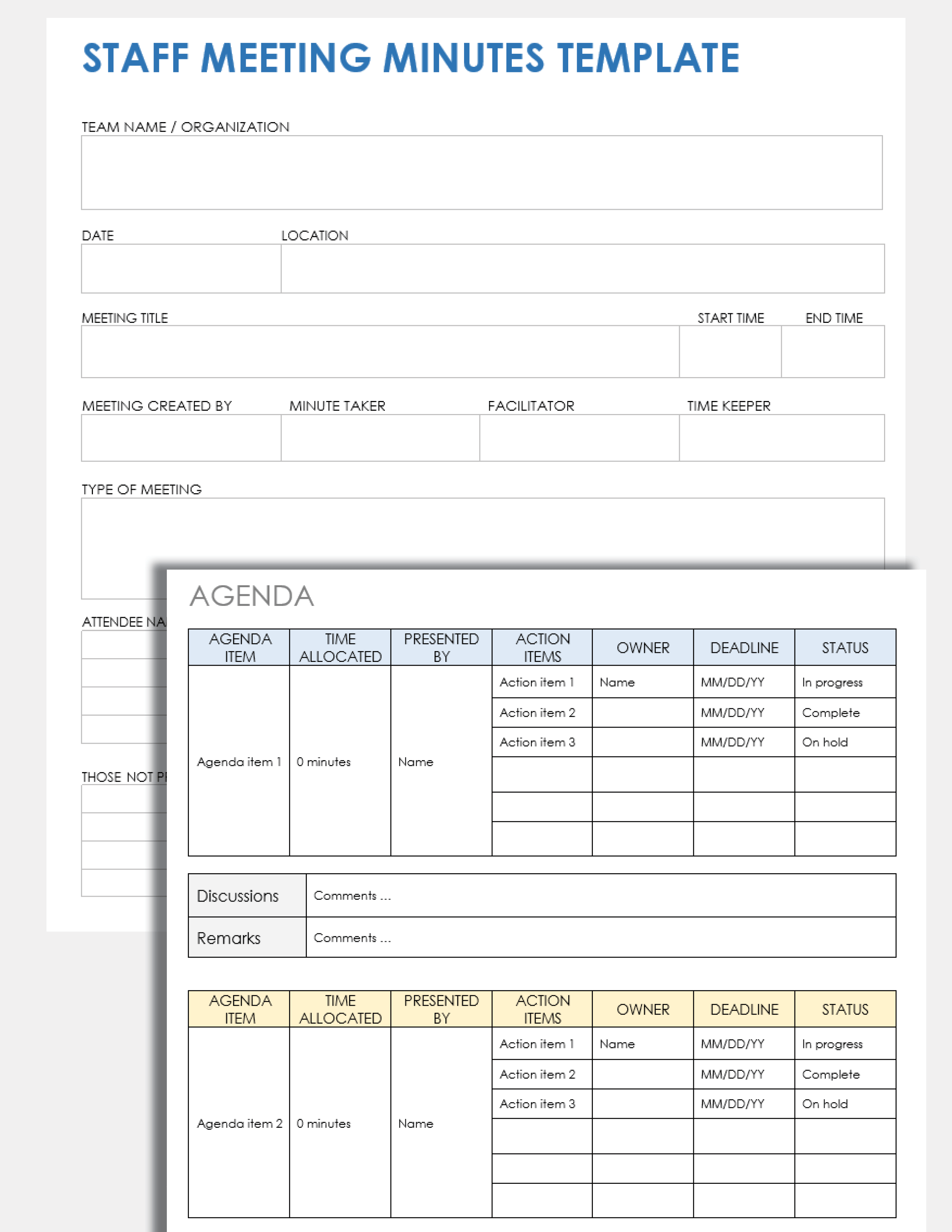 Staff Meeting Minutes Template