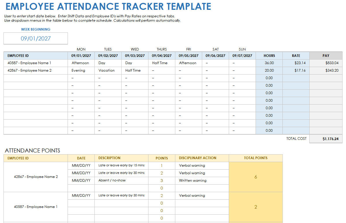 Employee Attendance Tracker Template