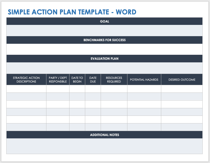 Simple Action Plan Template