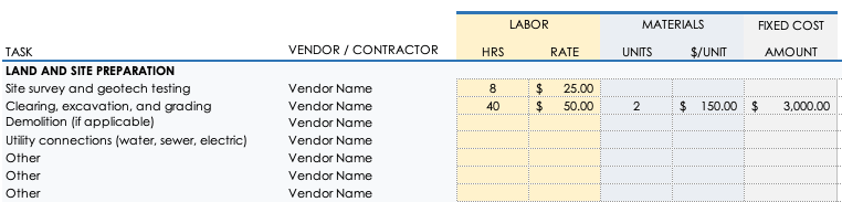 Enter Descriptions Vendors Cost