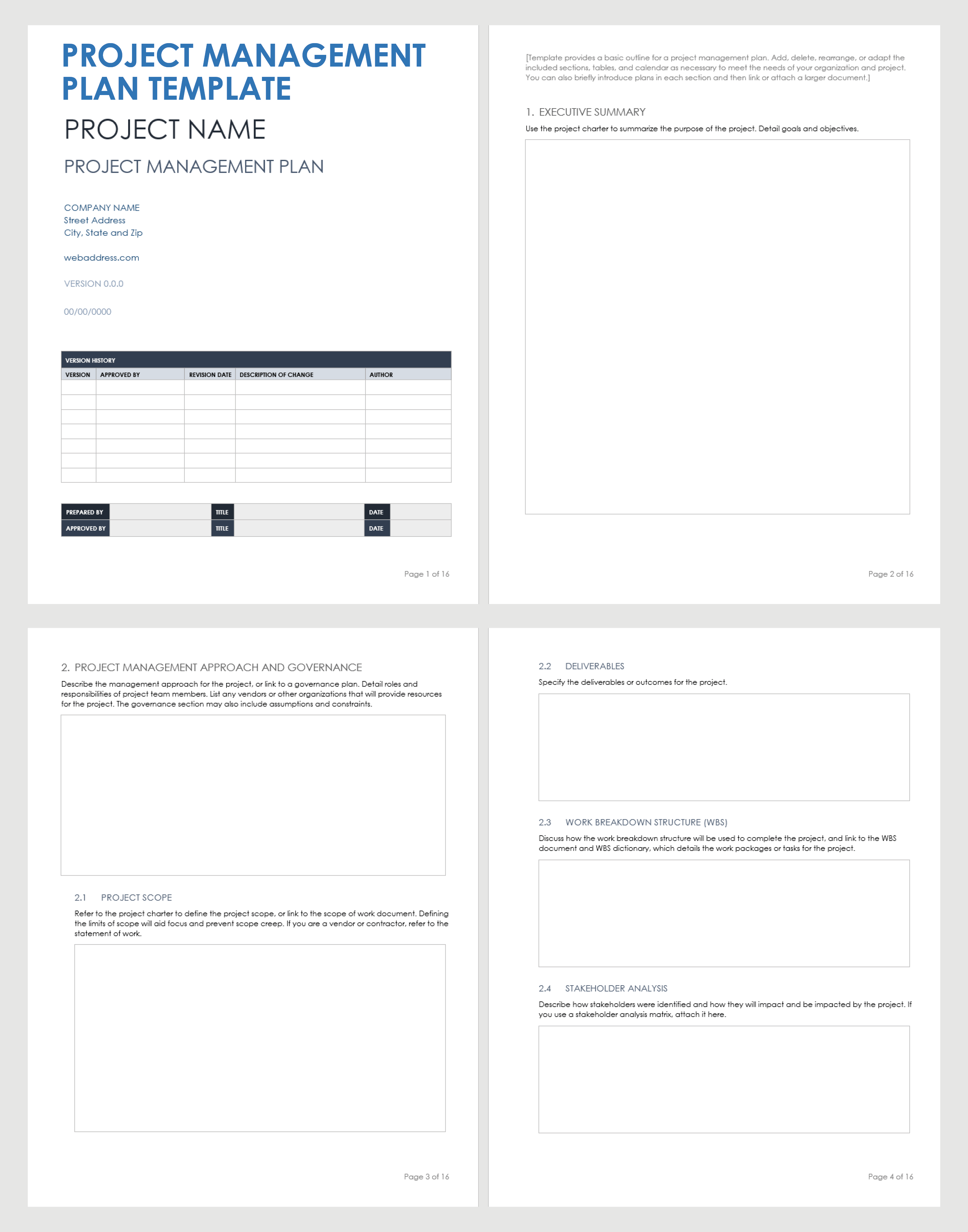 Project Management Plan Template