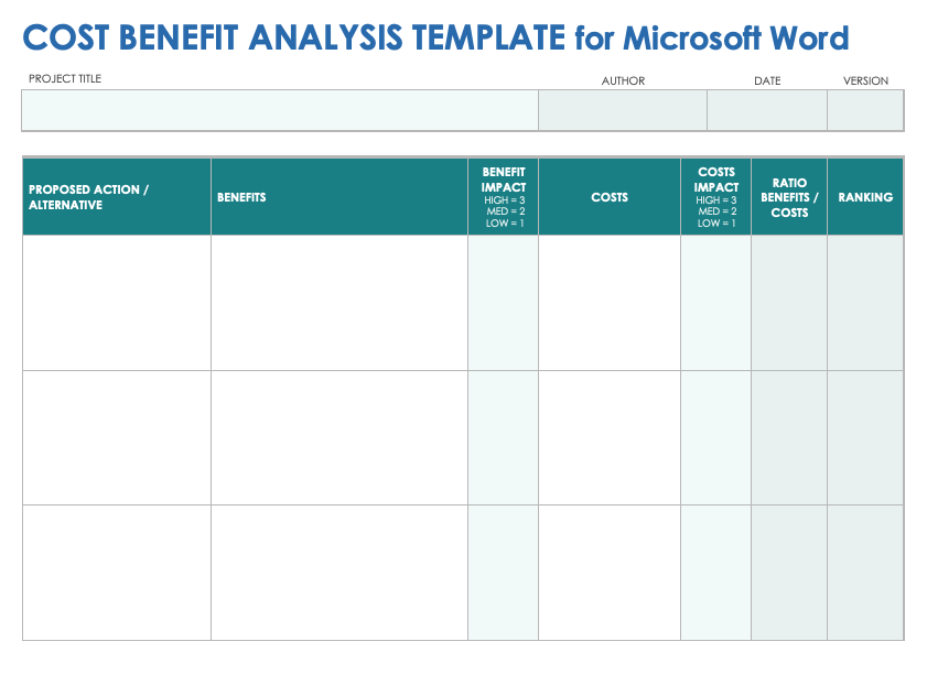 Cost Benefit Analysis Template Microsoft Word