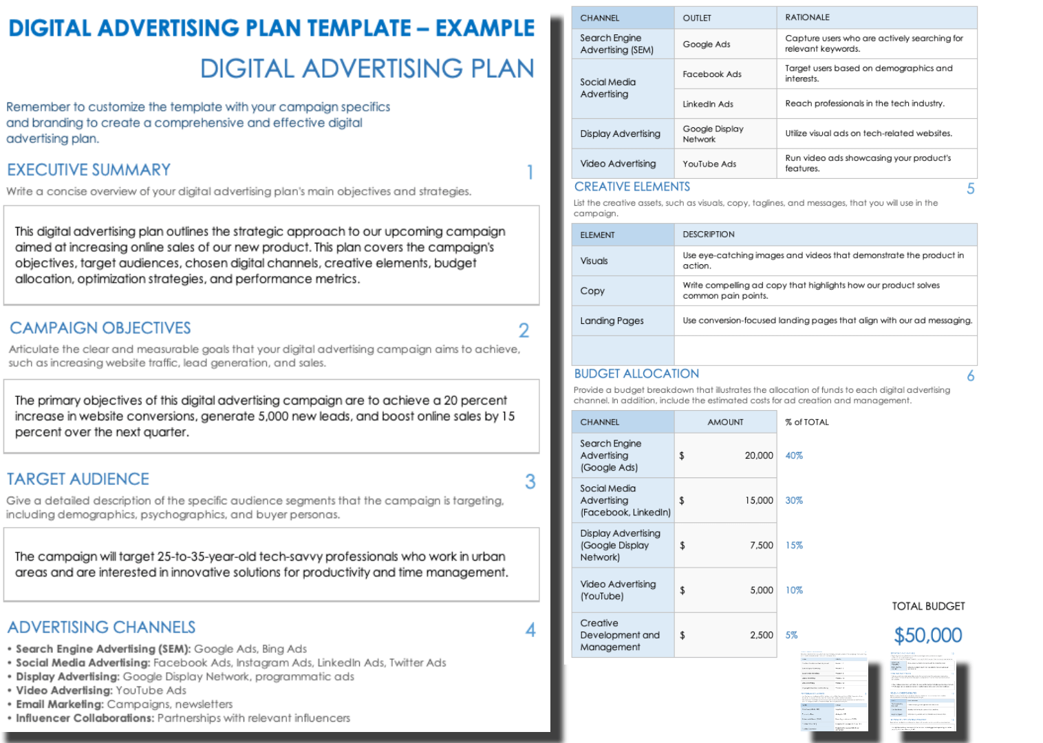 Digital Advertising Plan Example Template