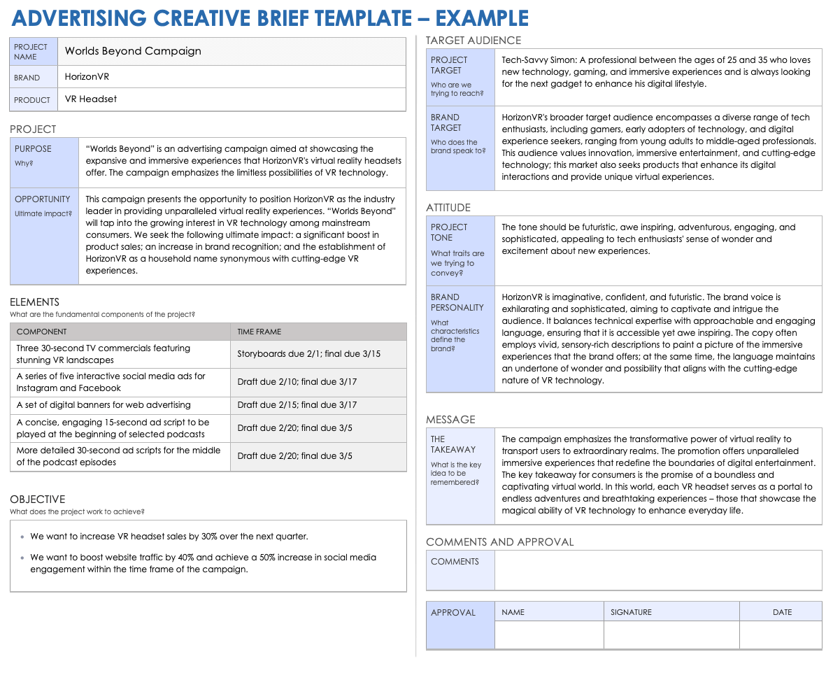 Advertising Creative Brief Example Template