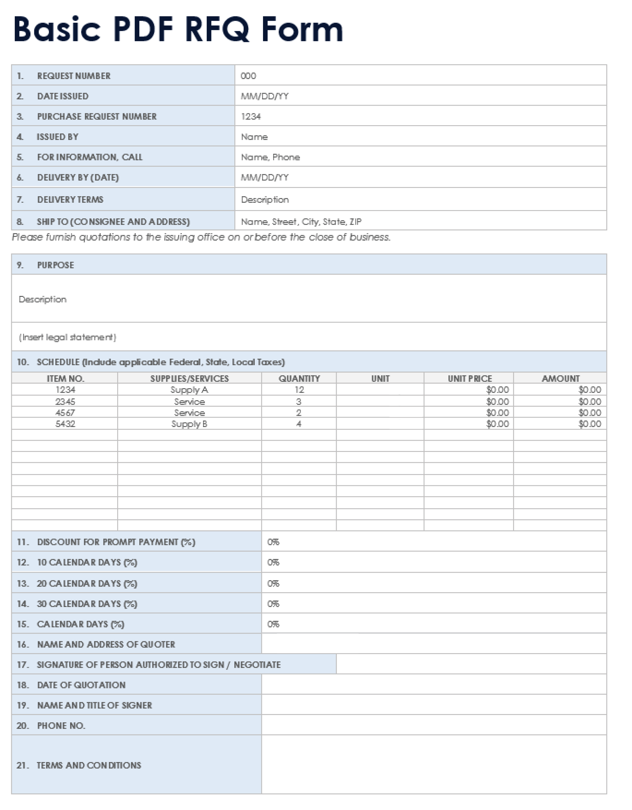 Basic PDF RFQ Form