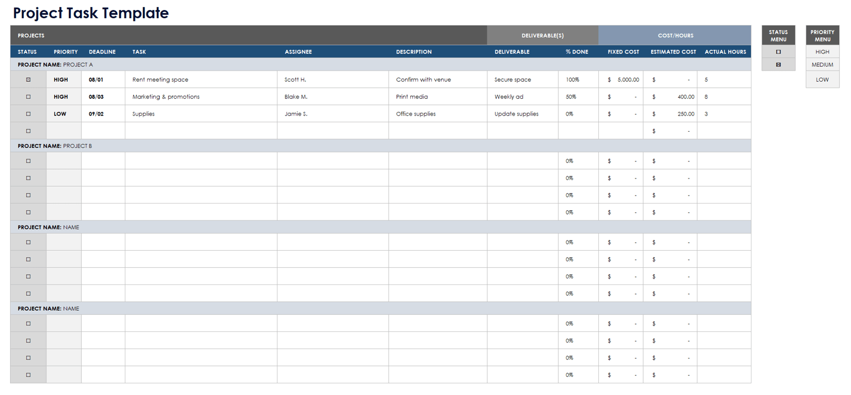 Project Task Template