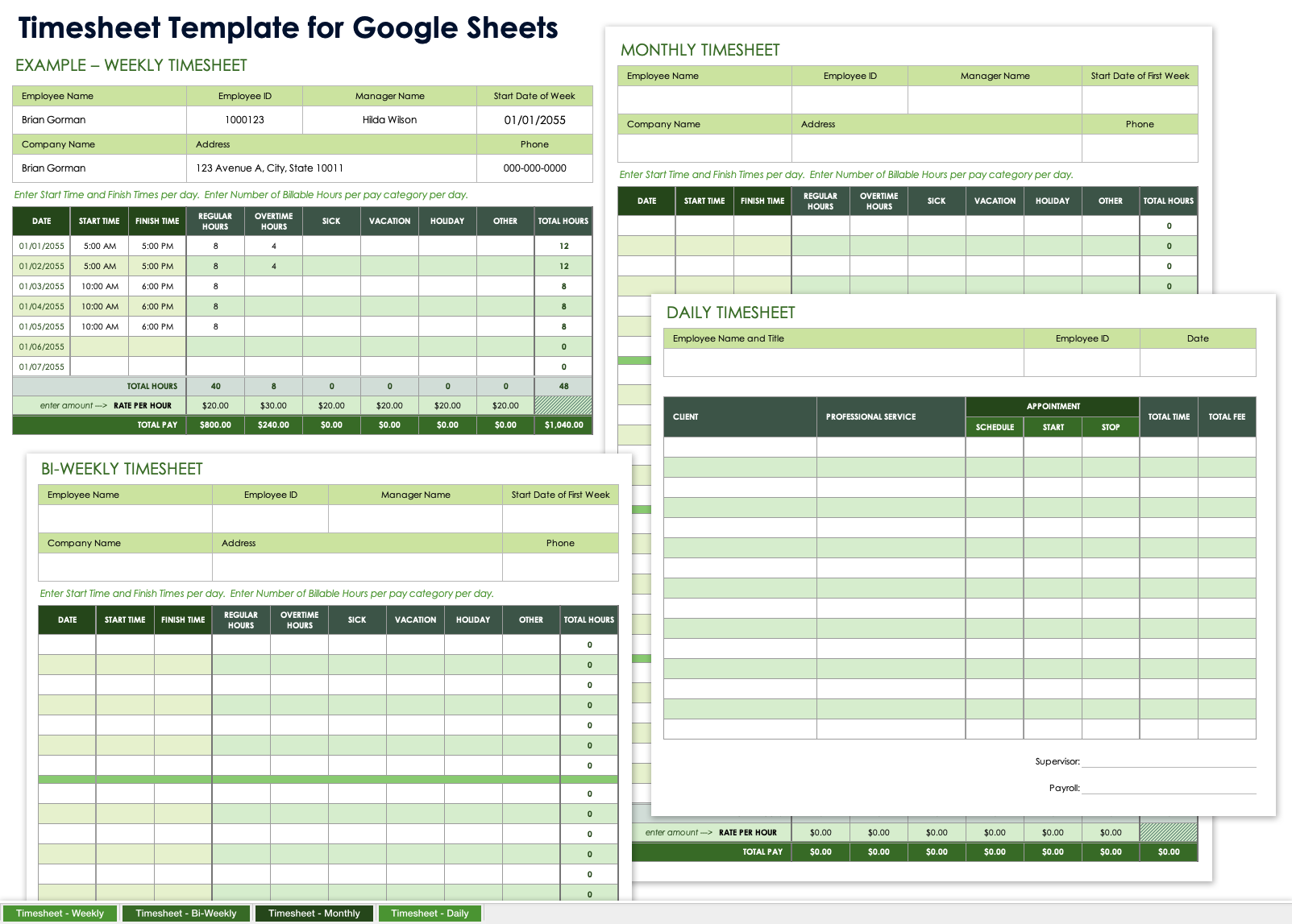 Timesheet Template for Google Sheets