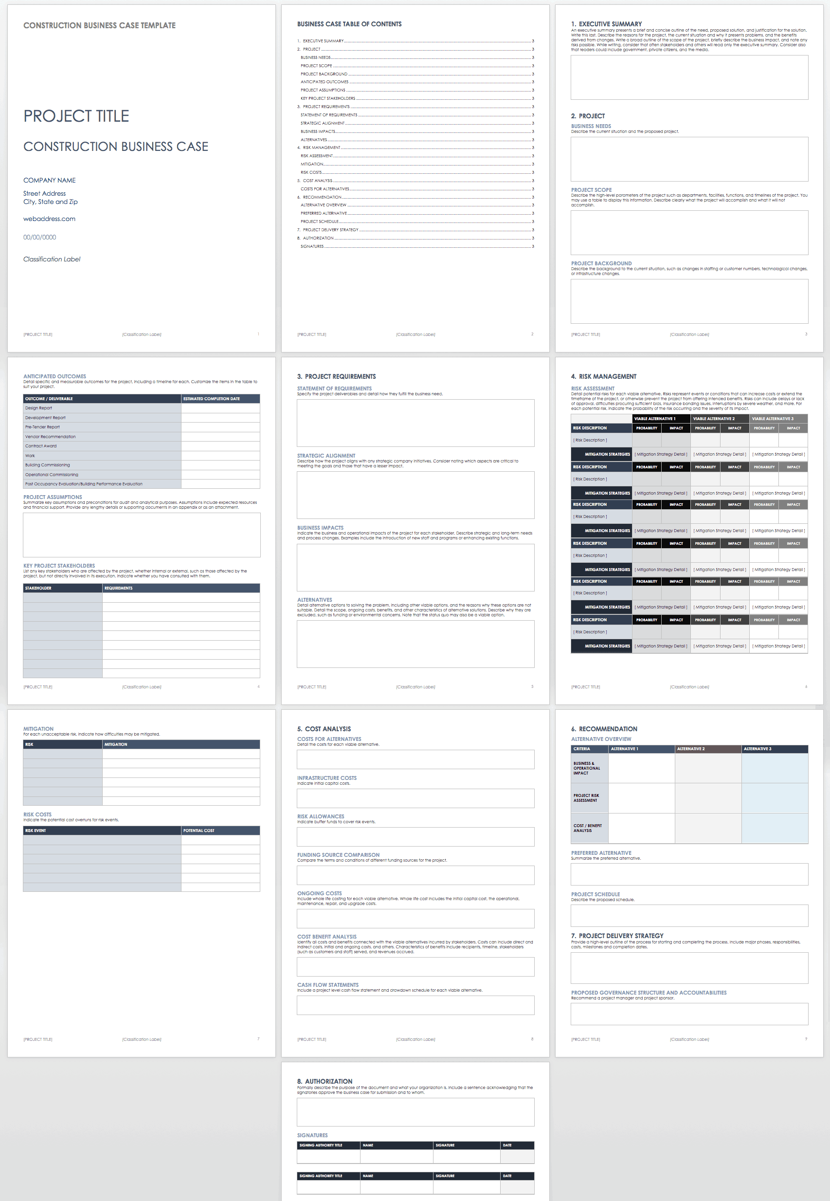 Construction Business Case Template