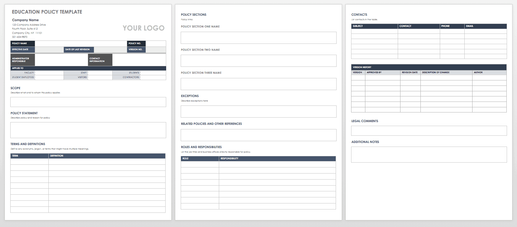 Education Policy Template