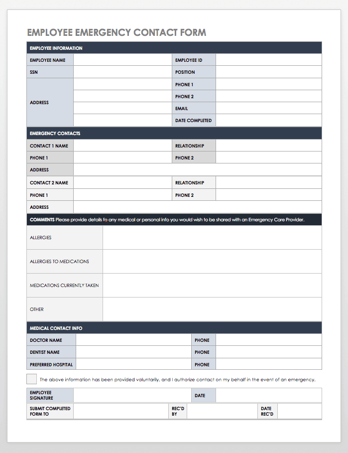 Employee Emergency Contact Form