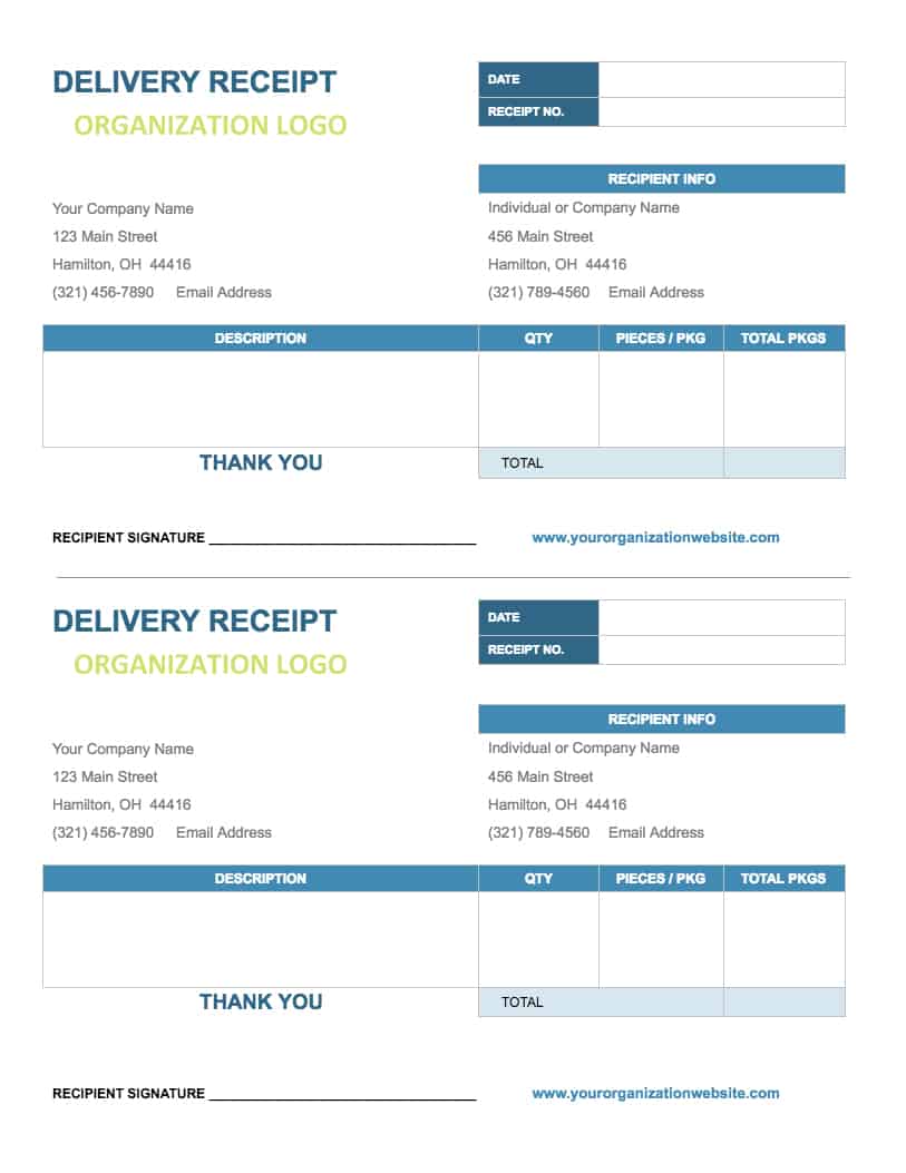 Delivery Receipt Template