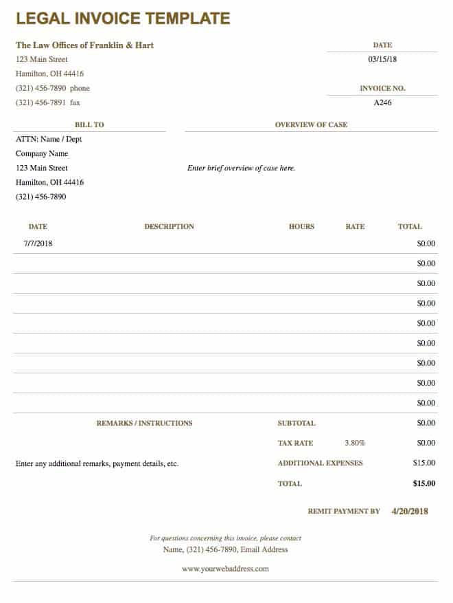 Legal Invoice Template