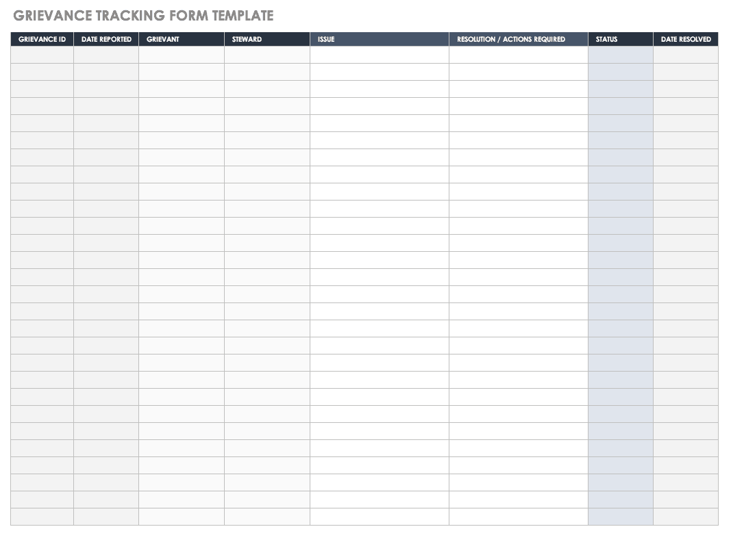 Grievance Tracking Form Template