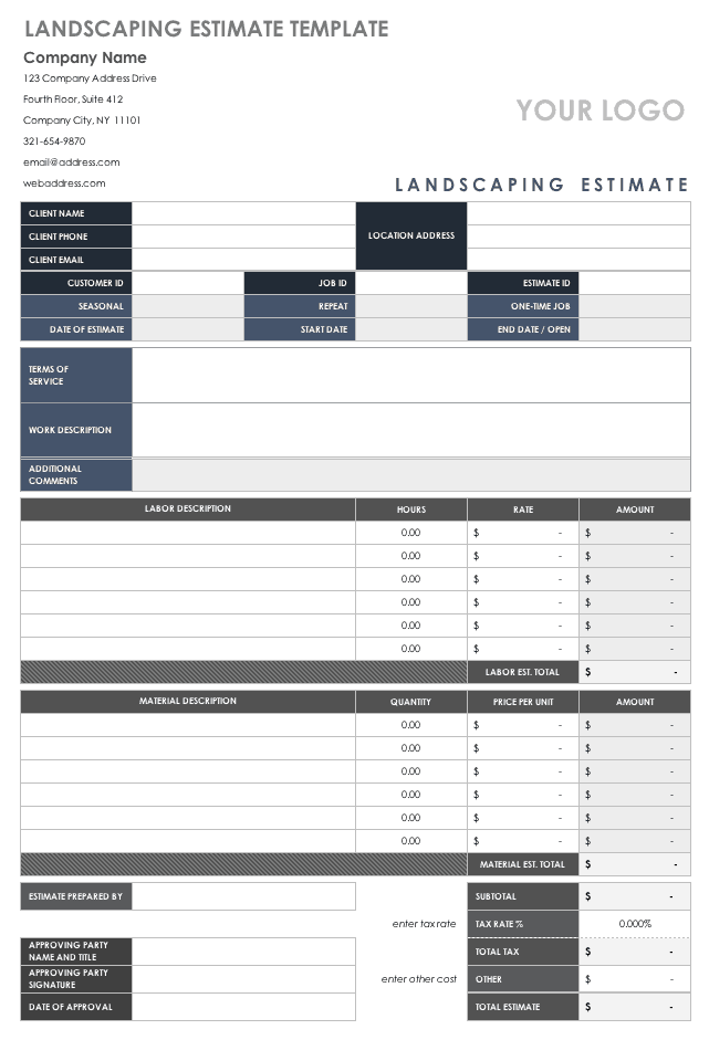 Landscaping Estimate Template