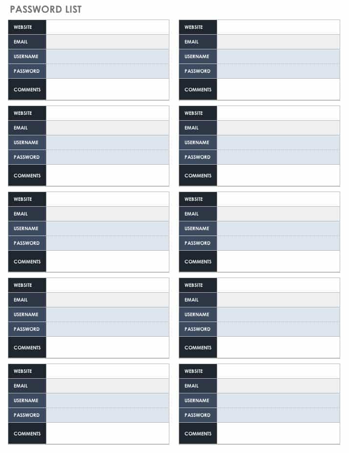 Password List Template