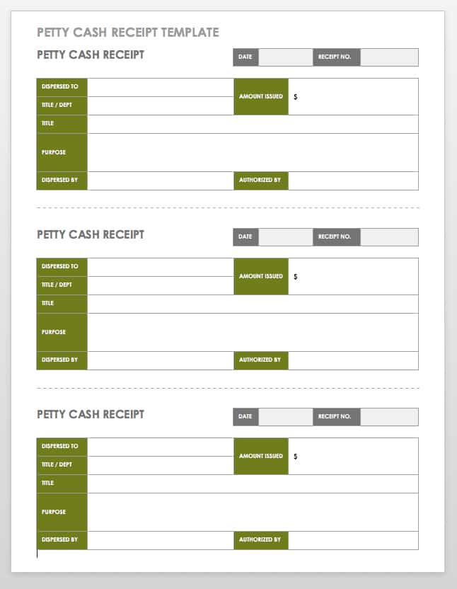 Petty Cash Receipt Template