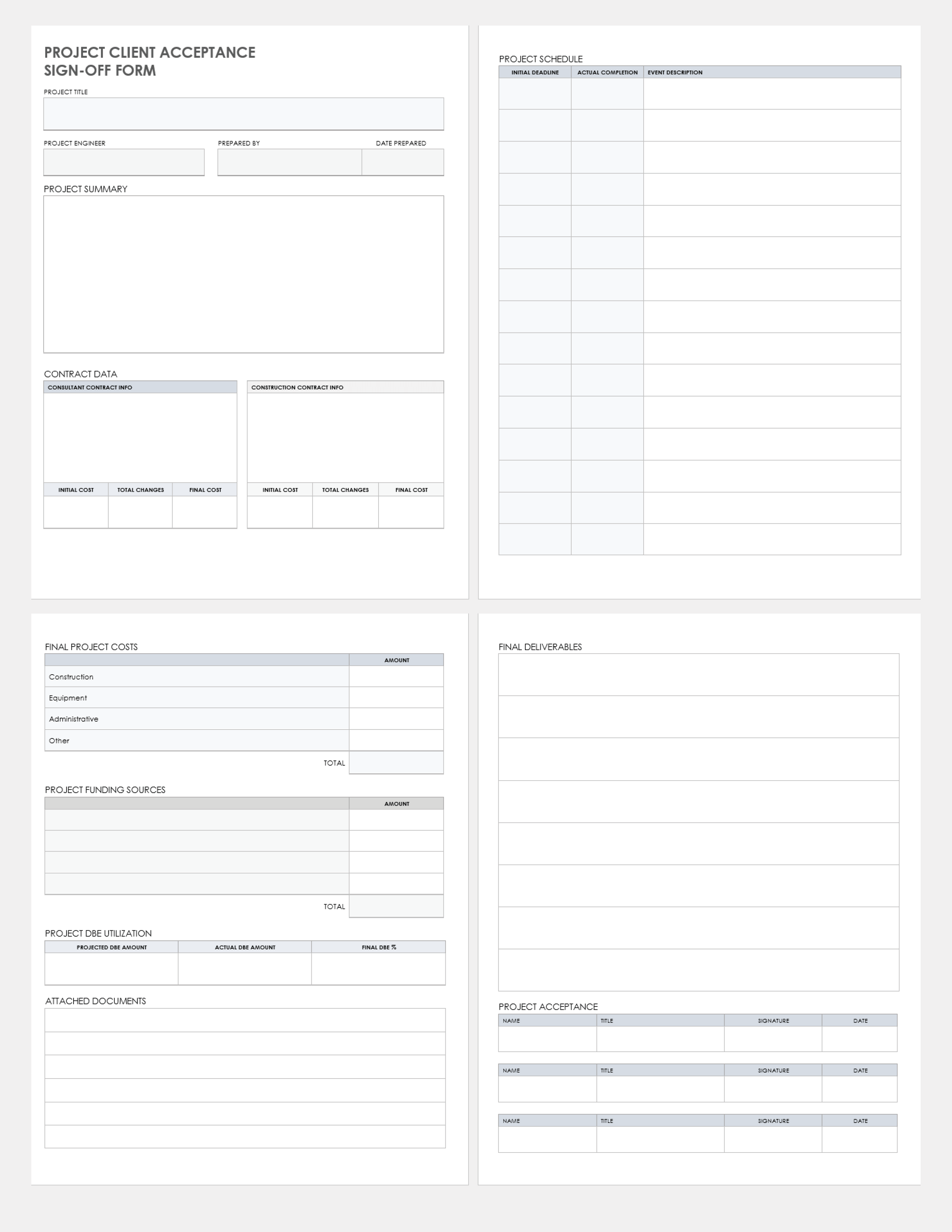 Project Client Acceptance Sign Off Form