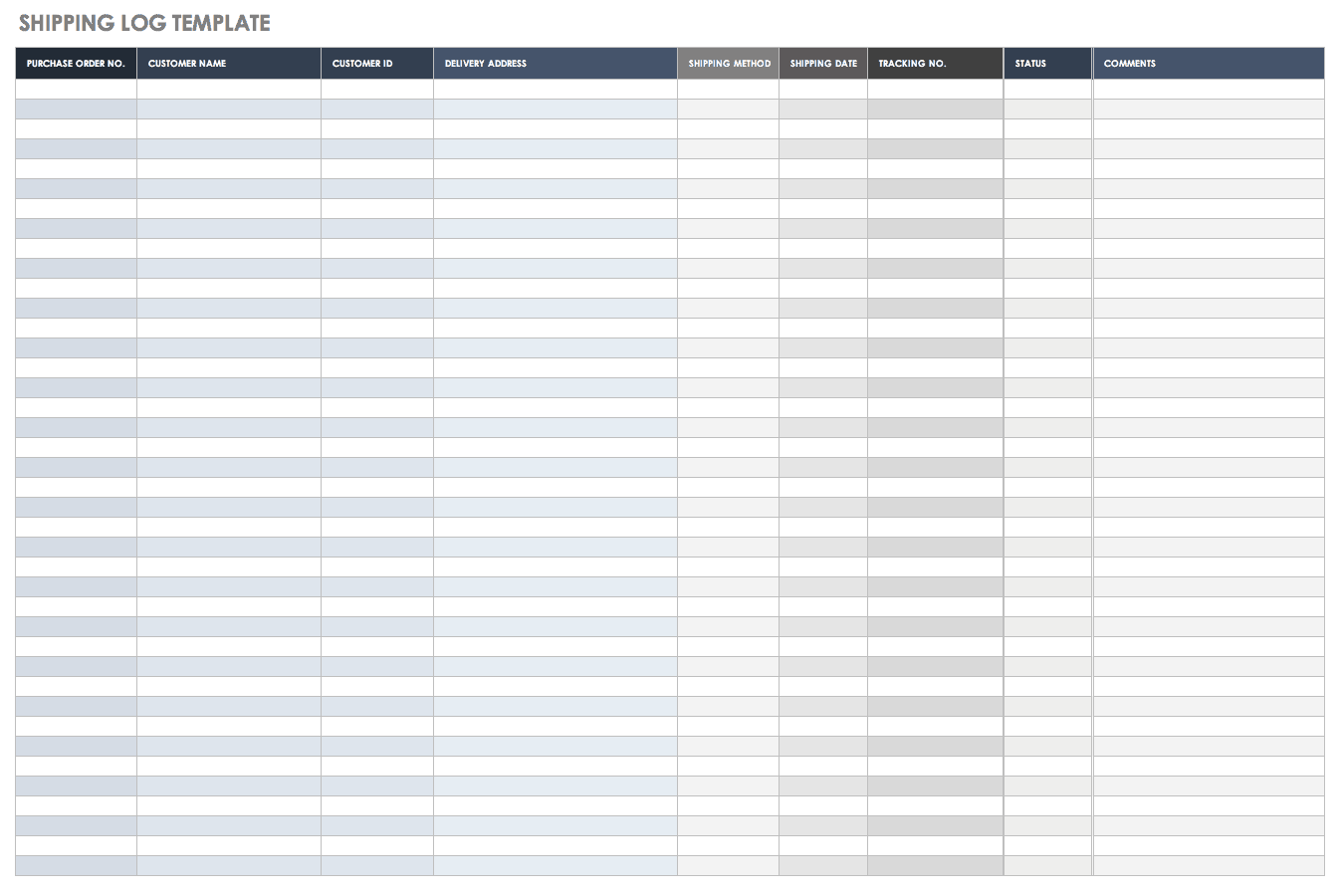 Shipping Log Template