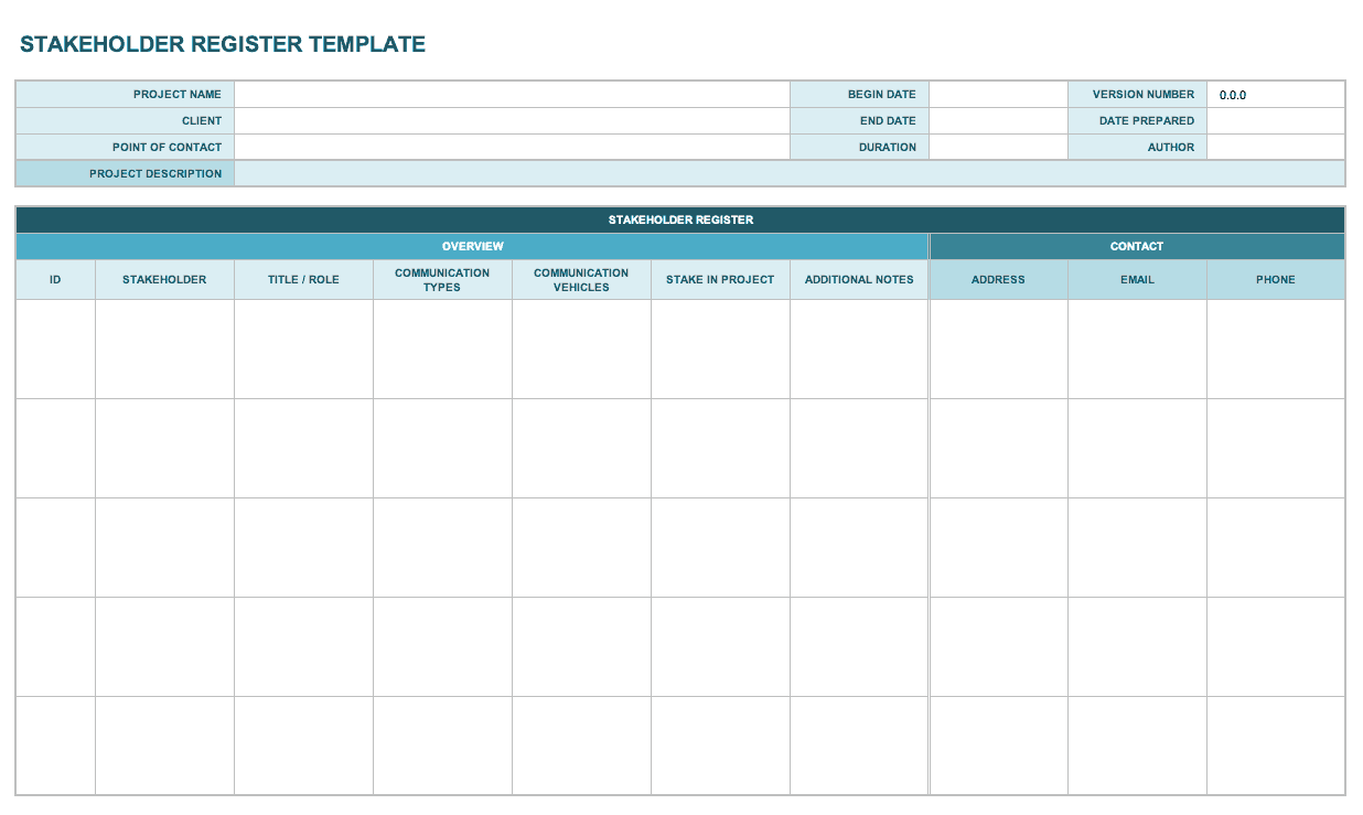 Stakeholder Register Template