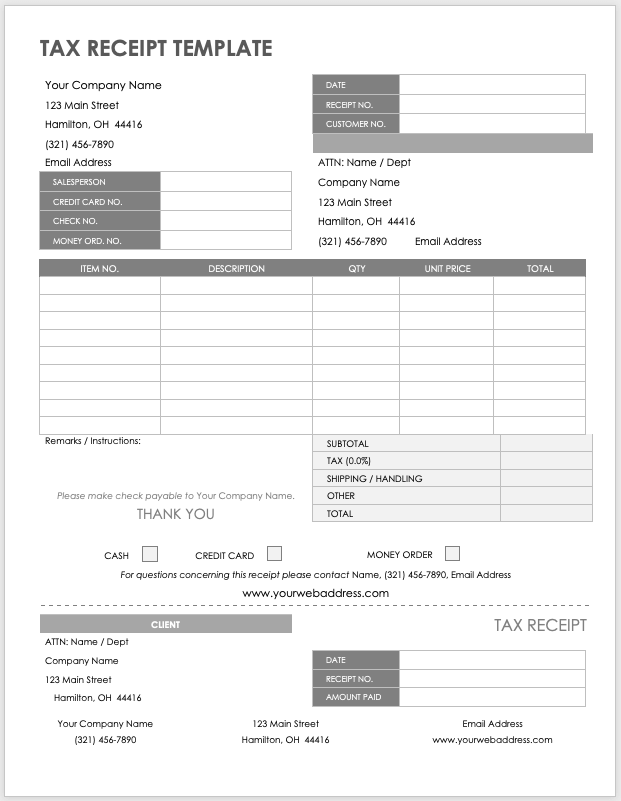 Tax Receipt Template