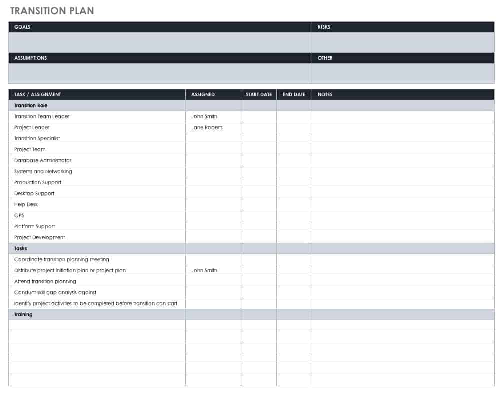 Transition Plan Template