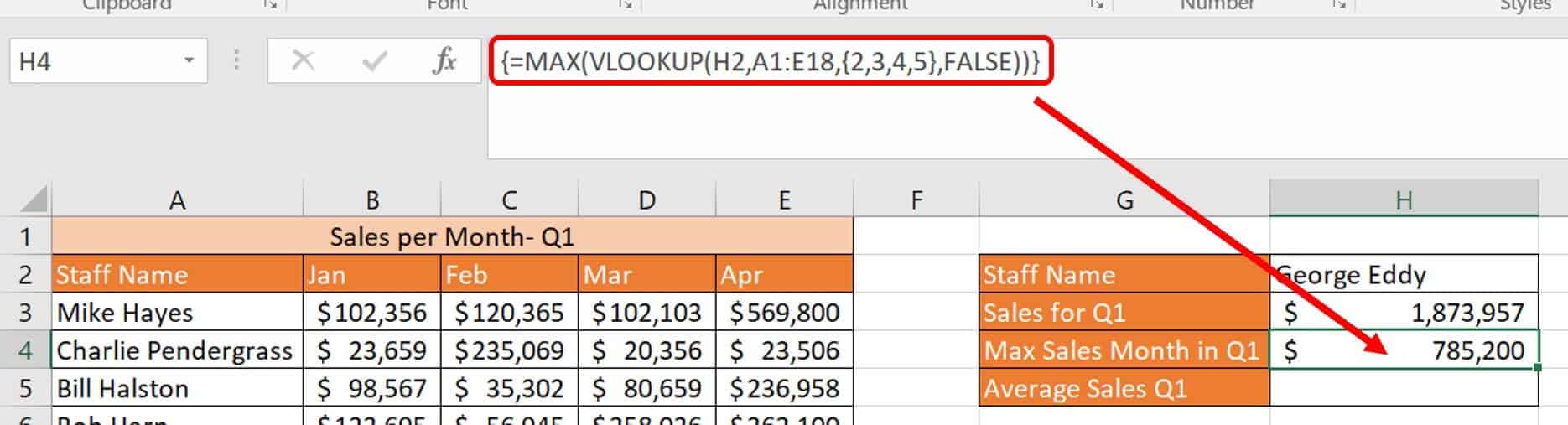 Vlookup array MAX