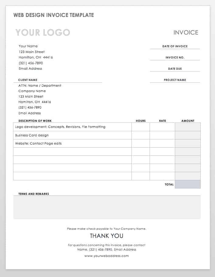 Web Design Invoice Template