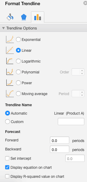 How to format a trendline in Excel chart