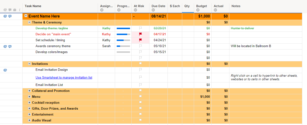 Event Plan & Budget template