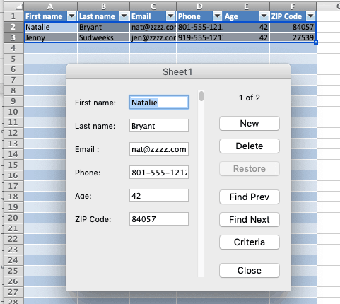 Excel Data Entry Form With Data