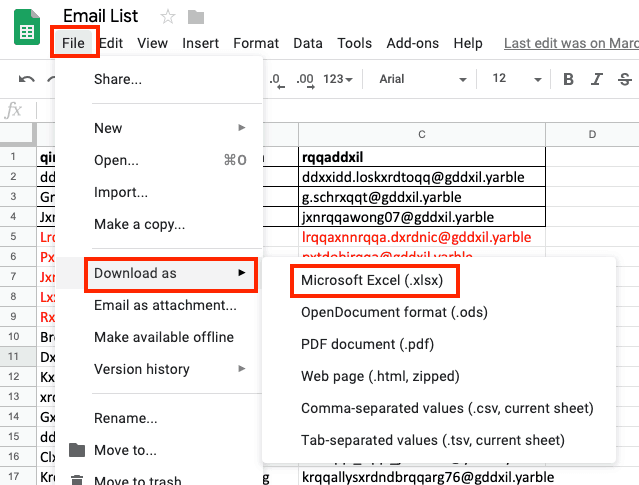 Google Sheets to Excel Export Xlxs